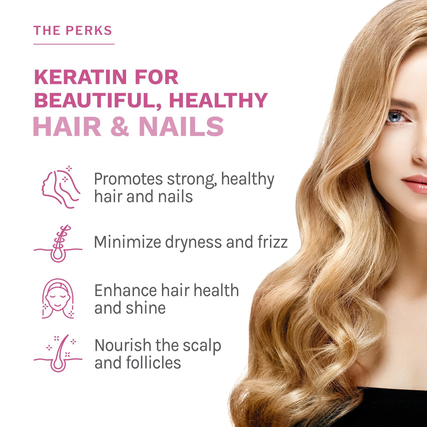 Reserveage Beauty, Keratin Hair Booster with Biotin, Hair and Nail Growth Supplement for Men and Women, Supports Healthy Thickness and Shine with Biotin, 60 Capsules (30 Servings)