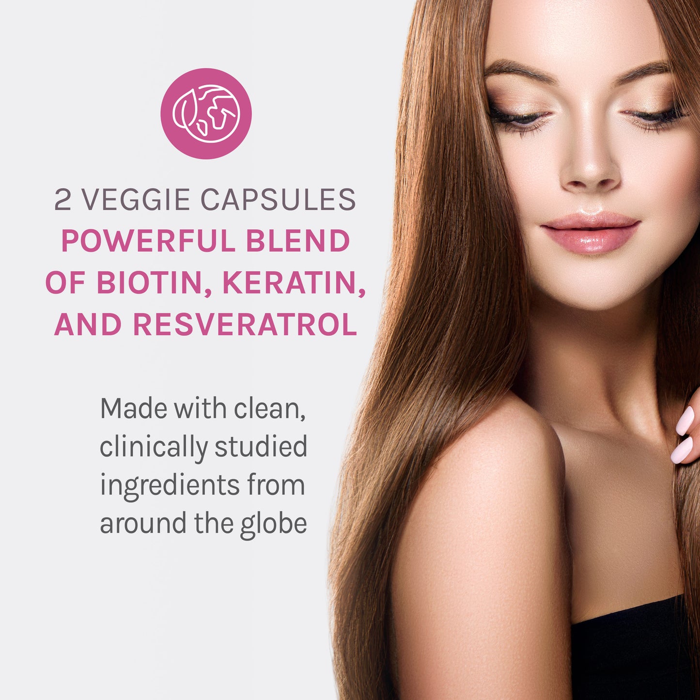 Reserveage Beauty, Keratin Hair Booster with Biotin, Hair and Nail Growth Supplement for Men and Women, Supports Healthy Thickness and Shine with Biotin, 60 Capsules (30 Servings)