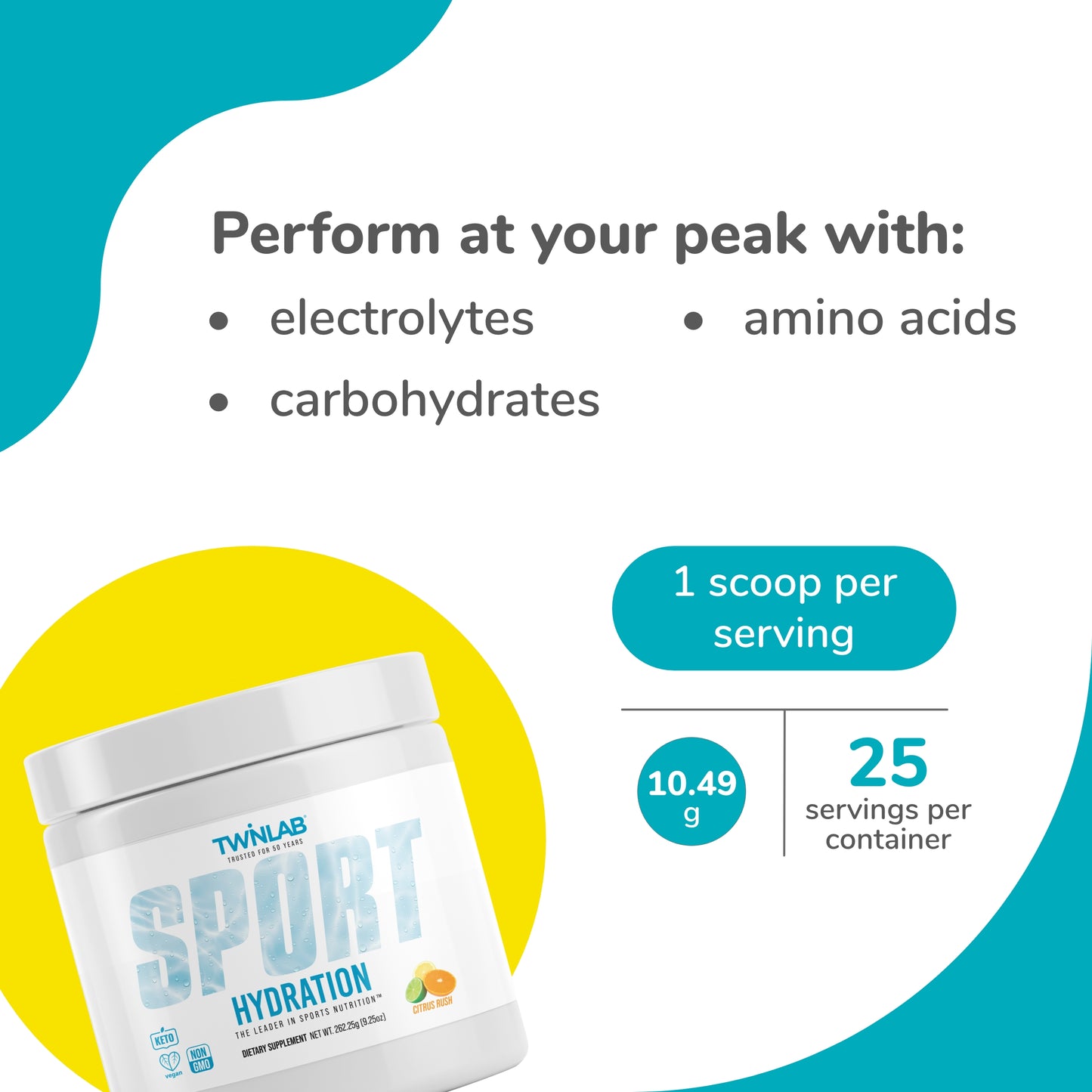 Twinlab SPORT Hydration Orange, 9.25 Oz - 25 Servings