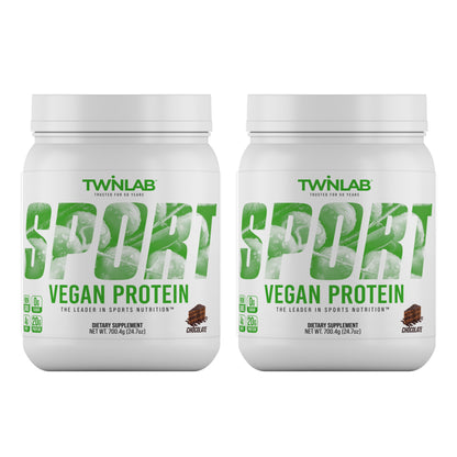 Twinlab SPORT Vegan Protein Powder, Chocolate, 24.7 Oz - 20 Servings (Pack of 2)