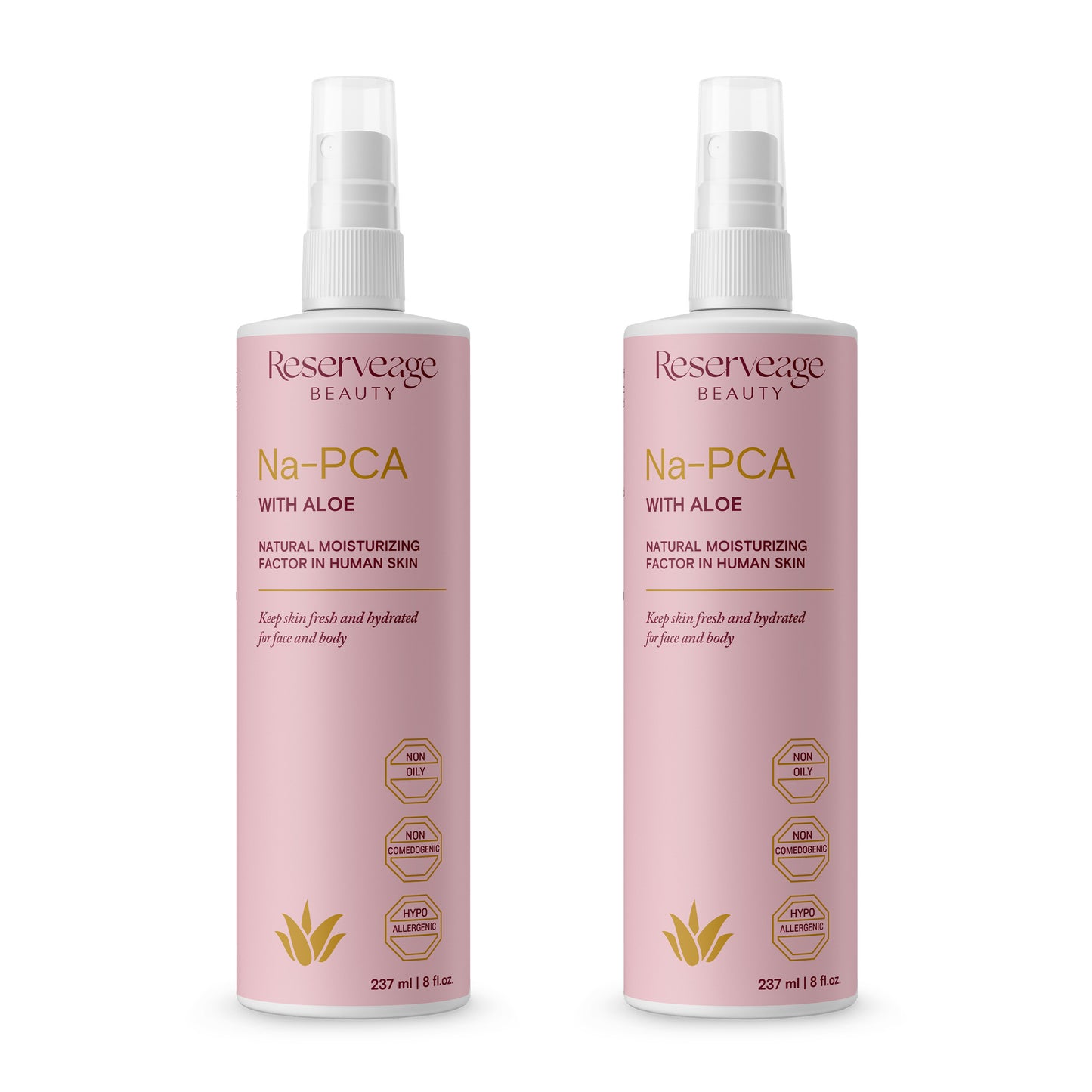 Reserveage Na-PCA Spray with Aloe Vera - Moisturizing Body Lotion for Dry Skin - Anti Aging Face Moisturizer for Women and Men - with Aloe Vera & Eucalyptus Oil 8 Fl Oz (Pack of 2)