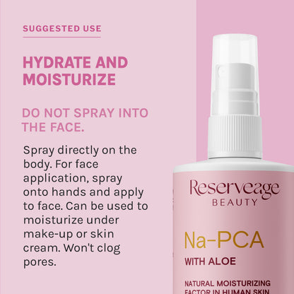 Reserveage Na-PCA Spray with Aloe Vera - Moisturizing Body Lotion for Dry Skin - Anti Aging Face Moisturizer for Women and Men - with Aloe Vera & Eucalyptus Oil 8 Fl Oz (Pack of 2)