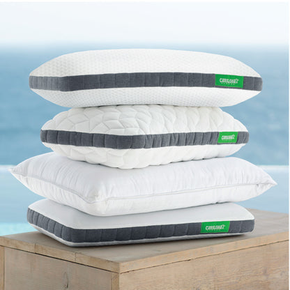 Cariloha Air Pillow - Thick Memory Foam Pillow with Bamboo-Viscose and Charcoal Pillow Cover - Standard - White