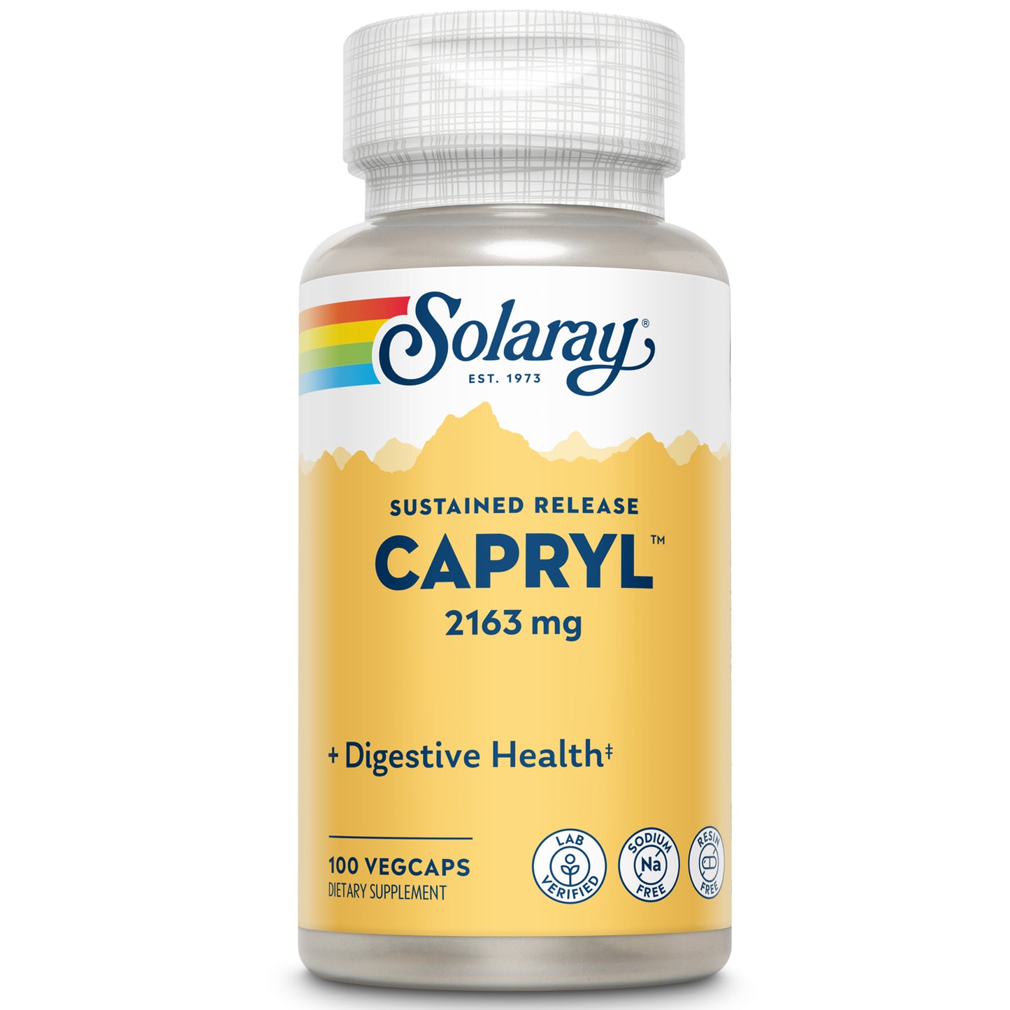 Solaray Capryl | Sustained Release Caprylic Acid | Healthy Gastrointestinal Tract Support | 16 Servings | 100 VegCaps