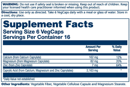 Solaray Capryl | Sustained Release Caprylic Acid | Healthy Gastrointestinal Tract Support | 16 Servings | 100 VegCaps