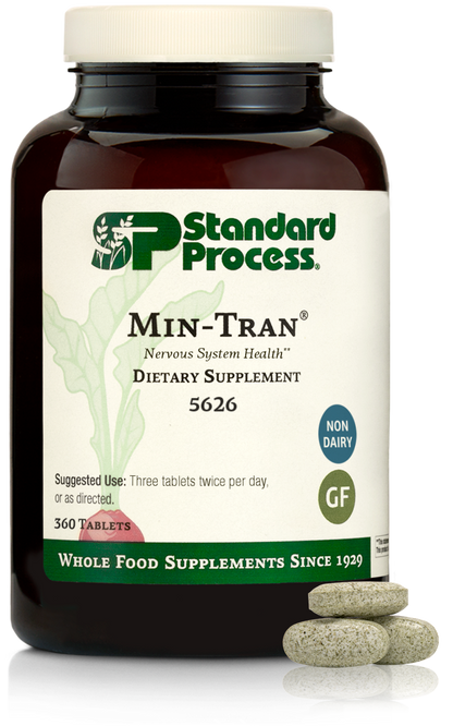 Standard Process Min-Tran - Whole Food Nervous System Supplements, Stress Relief with Iodine and Magnesium - Vegetarian, Gluten Free - 360 Tablets