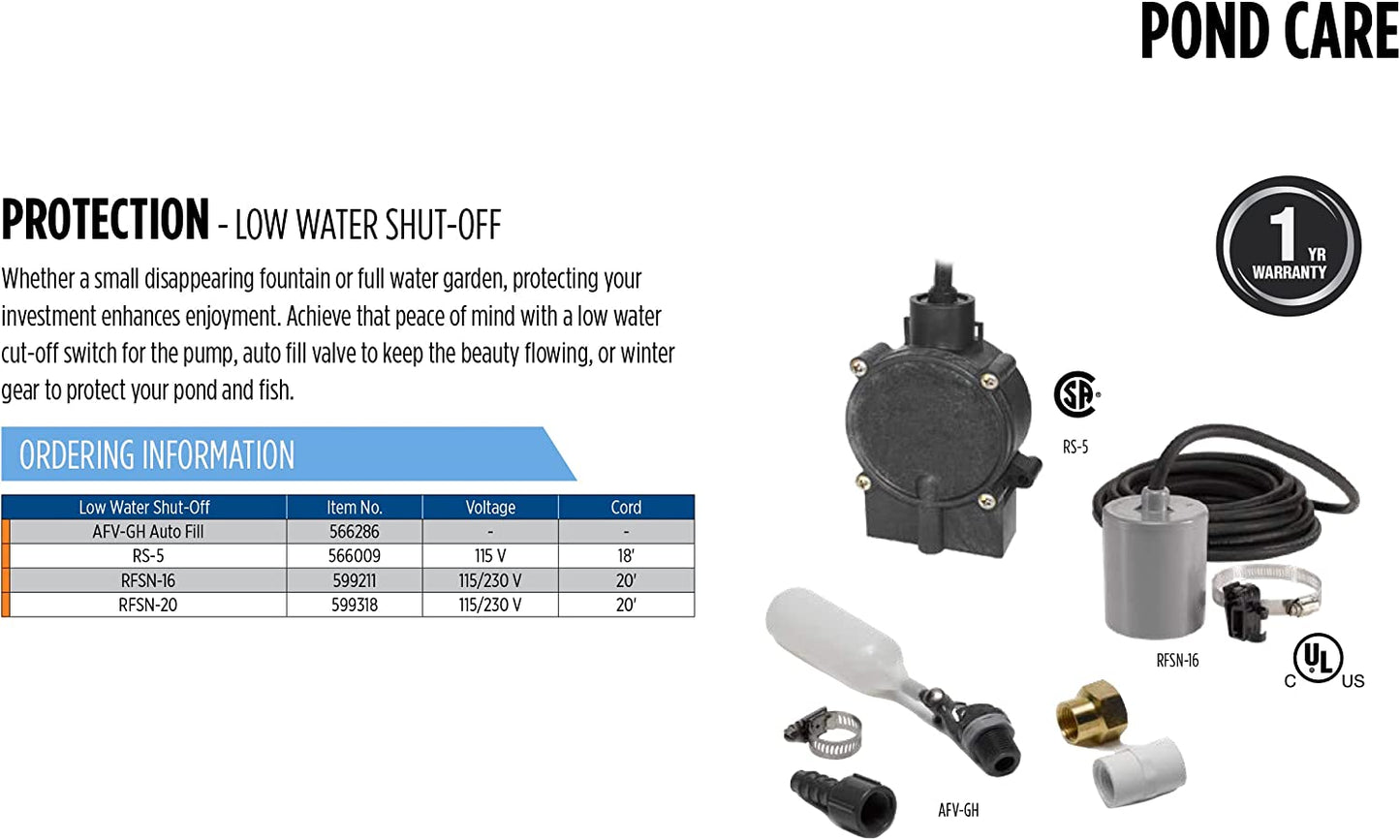 Little Giant RS-5 115-Volt Piggyback Diaphragm Pump-down Switch, 18-Ft. Cord, Black, 566009