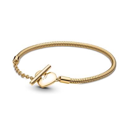 Pandora Moments Heart T-Bar Snake Chain Bracelet, 6.7 in,With Gift Box