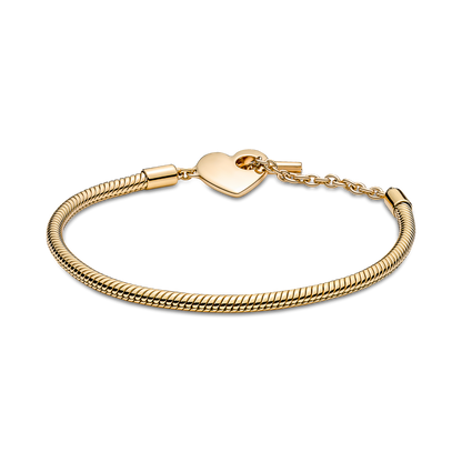 Pandora Moments Heart T-Bar Snake Chain Bracelet, 6.7 in,With Gift Box