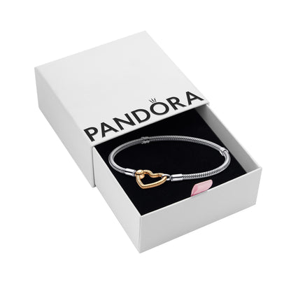 PANDORA Moments Heart Closure Snake Chain Bracelet, 7.87", With Gift Box