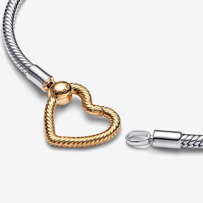 PANDORA Moments Heart Closure Snake Chain Bracelet, 7.87", With Gift Box