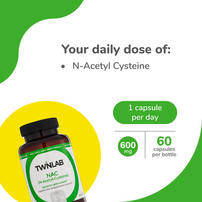 Twinlab TWL NAC (N-Acetyl-Cysteine) Caps 60 (Pack of 2)