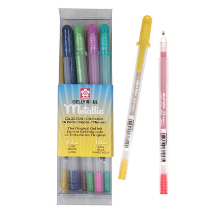 Sakura 57369 16-Piece Gelly Roll Metallic Assorted Colors Cube Collection Gel Pen Set