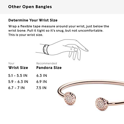 PANDORA Jewelry Signature Open Bangle Cubic Zirconia Bracelet in Rose, 6.3", With Gift Box