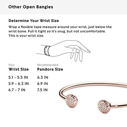PANDORA Jewelry Signature Open Bangle Cubic Zirconia Bracelet in Rose, 6.3", With Gift Box