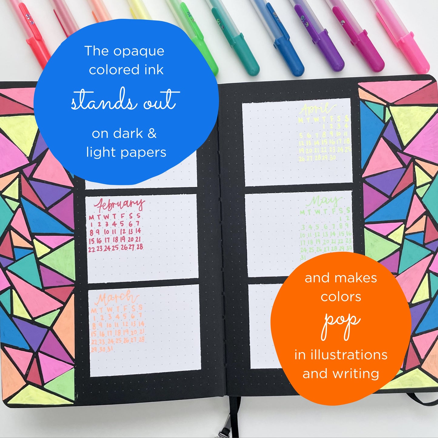 Sakura Gelly Roll Moonlight 16 Pack, 10 Bold point, Bright Opaque Ink Gel Pens, Creamy Smooth Ink, Writes on Dark Paper