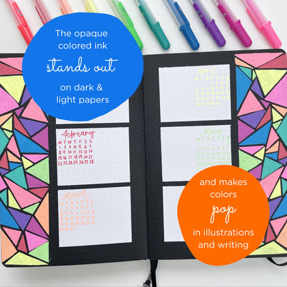 Sakura Gelly Roll Moonlight 16 Pack, 10 Bold point, Bright Opaque Ink Gel Pens, Creamy Smooth Ink, Writes on Dark Paper
