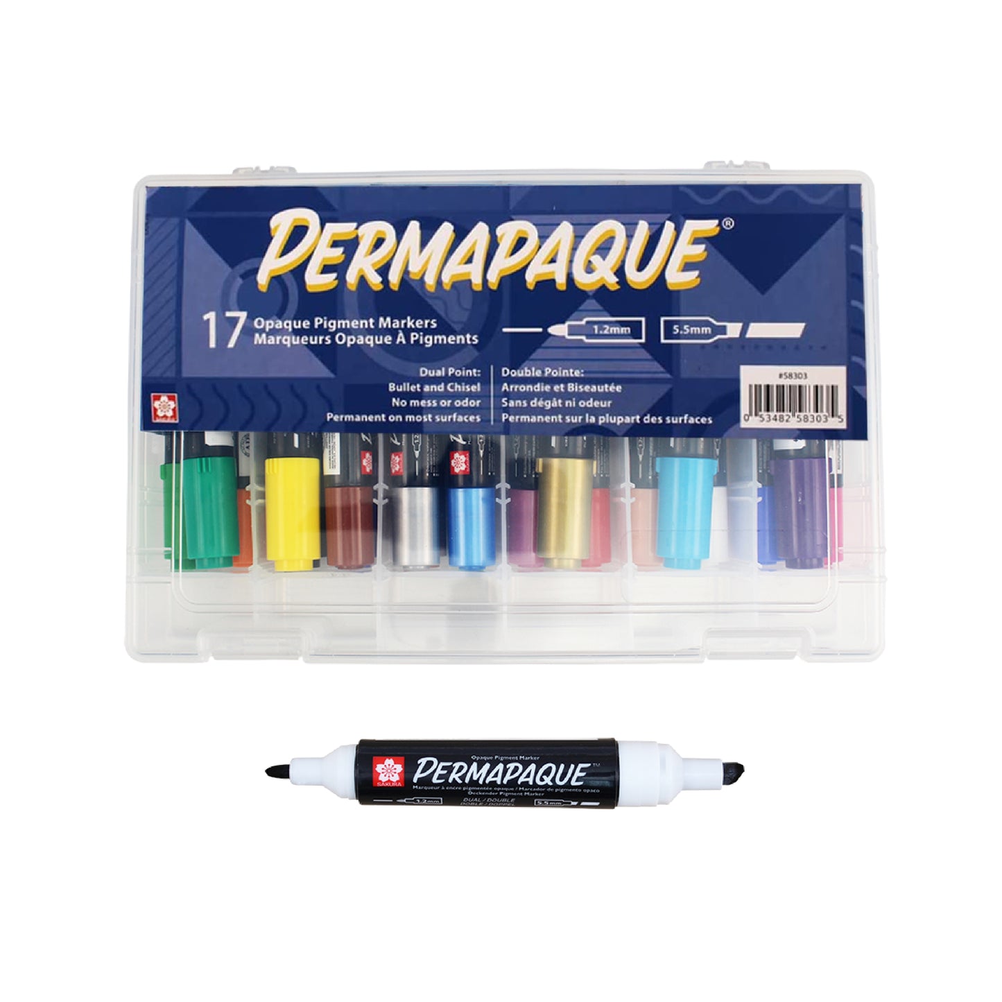 SAKURA Permapaque Artist's Gift Set, Dual Point Opaque Paint Markers, Ass't Archival Colors, 17 PK