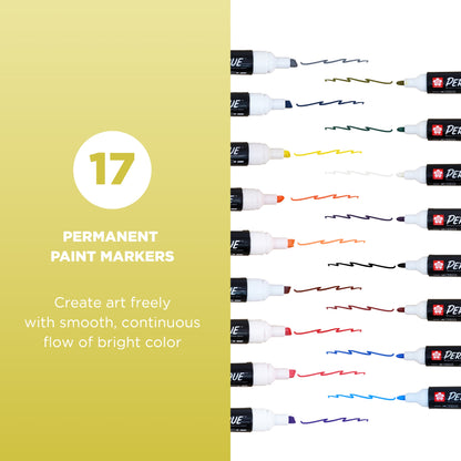 SAKURA Permapaque Artist's Gift Set, Dual Point Opaque Paint Markers, Ass't Archival Colors, 17 PK