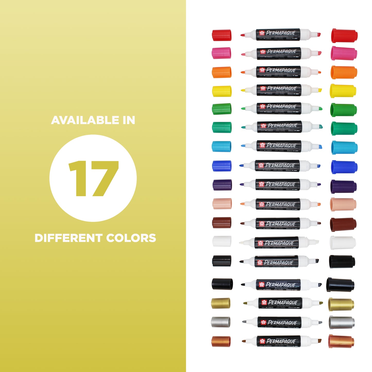 SAKURA Permapaque Artist's Gift Set, Dual Point Opaque Paint Markers, Ass't Archival Colors, 17 PK