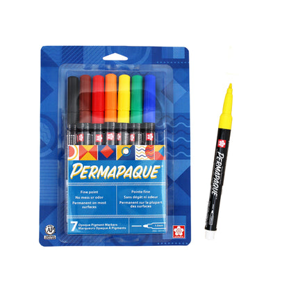 Sakura Permapaque Fine Point Opaque Paint Markers, 7 Count, Metallic, 7 Count