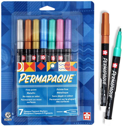 Permapaque Fine Point paint markers, Metallic 7 Count