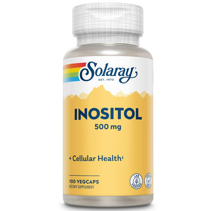Solaray Inositol 500mg - 100 VegCaps - Non-GMO, Vegan - 100 Servings