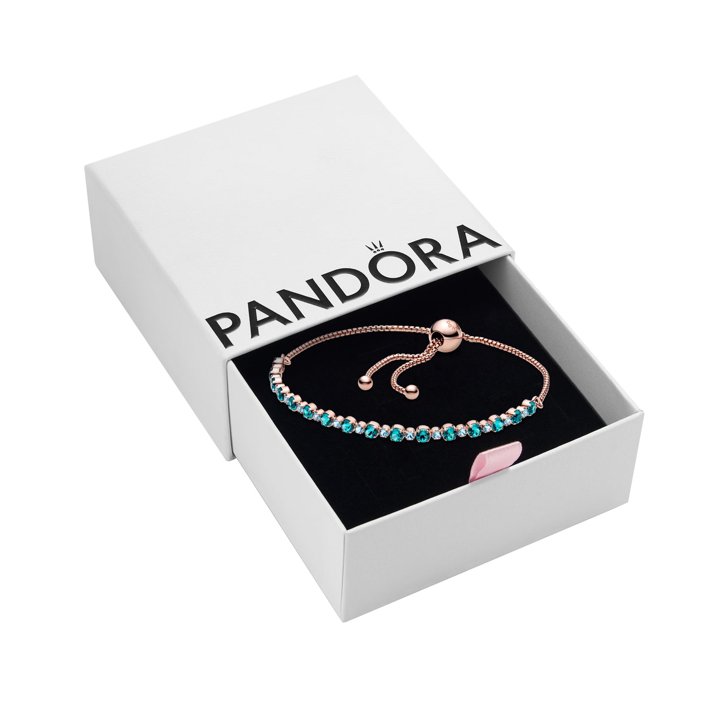 PANDORA Turquoise Sparkling Tennis Bracelet, 9.0", With Gift Box