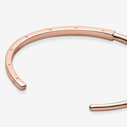 PANDORA Jewelry Signature I-D Open Bangle Bracelet for Women - 14k Gold-Plated - 8.1¬î, With Gift Box