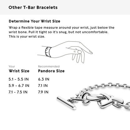 PANDORA Jewelry Knotted Heart T-Bar Sterling Silver Bracelet, 6.3", With Gift Box