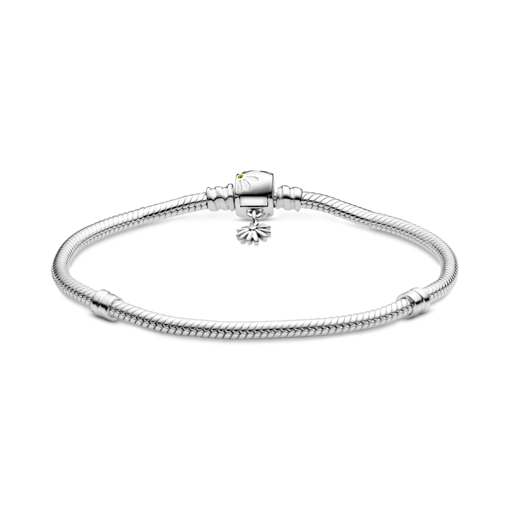 Pandora Moments Daisy Flower Clasp Snake Chain Bracelet, 6.3 in,With Gift Box