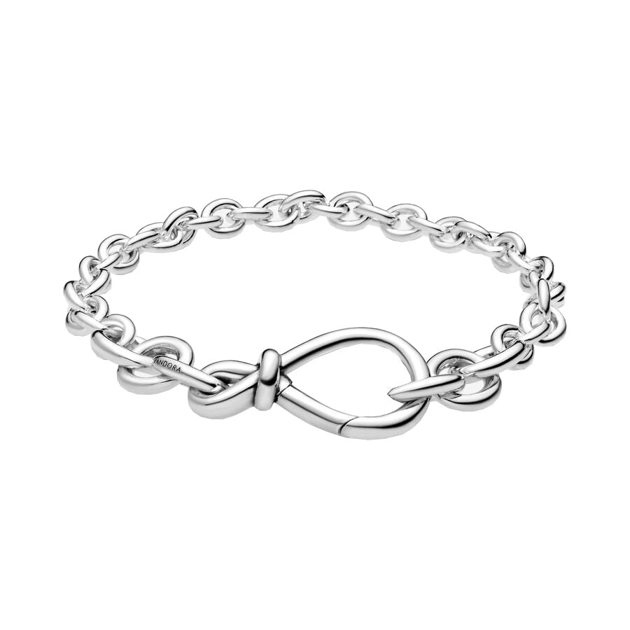PANDORA Jewelry Chunky Infinity Knot Chain Bracelet for Women - Sterling Silver - 7.1", With Gift Box