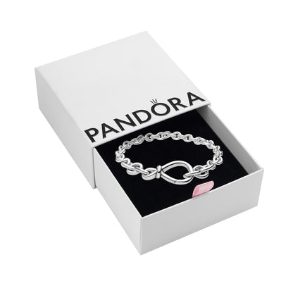 PANDORA Jewelry Chunky Infinity Knot Chain Bracelet for Women - Sterling Silver - 7.1", With Gift Box