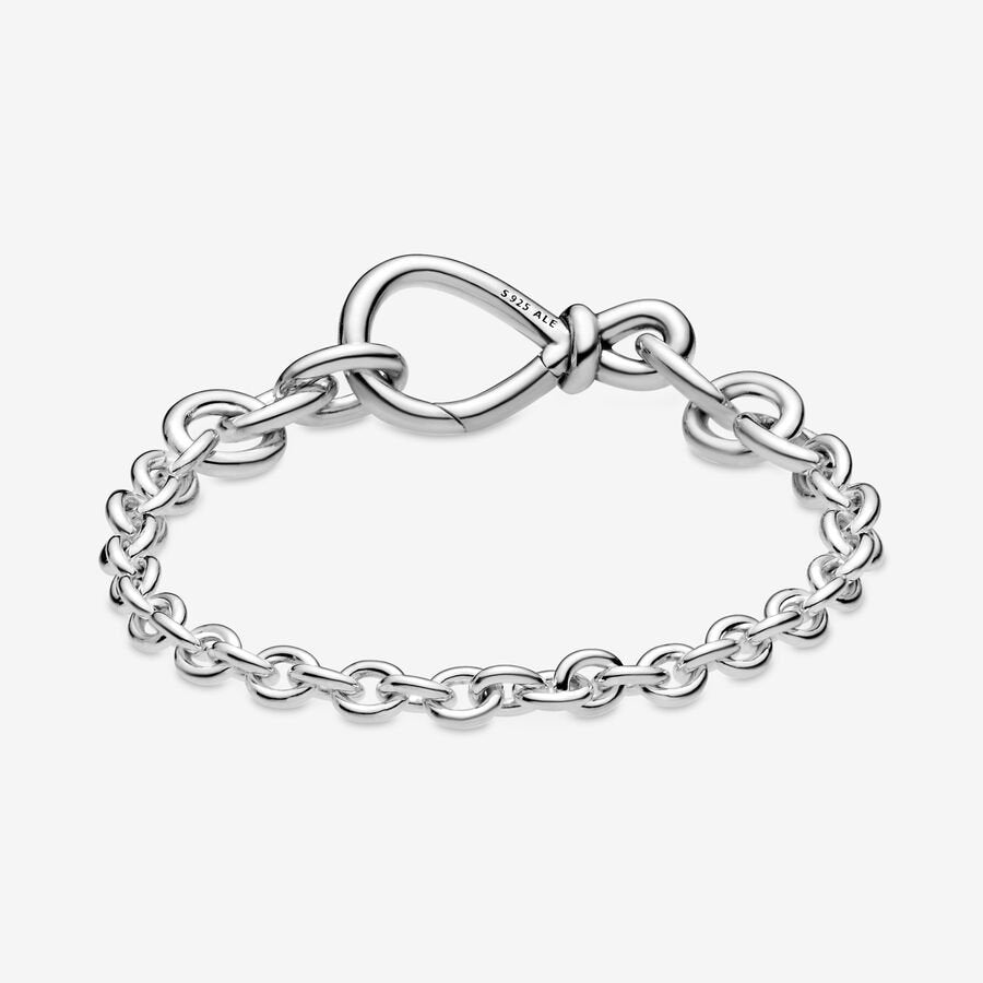 PANDORA Jewelry Chunky Infinity Knot Chain Bracelet for Women - Sterling Silver - 7.1", With Gift Box