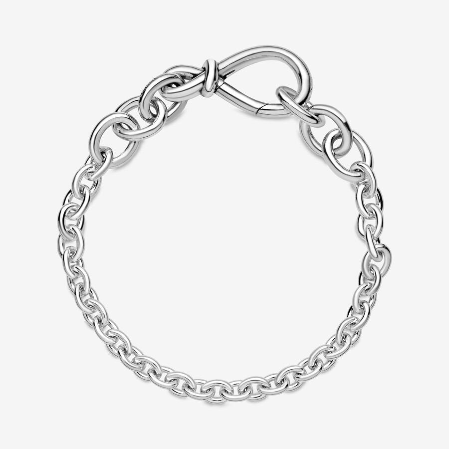 PANDORA Jewelry Chunky Infinity Knot Chain Bracelet for Women - Sterling Silver - 7.1", With Gift Box