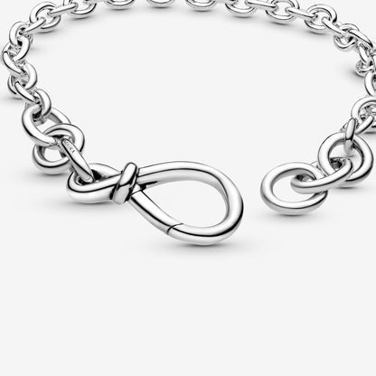 PANDORA Jewelry Chunky Infinity Knot Chain Bracelet for Women - Sterling Silver - 7.1", With Gift Box