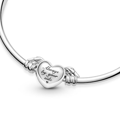 Pandora Sterling Silver Bangle with Heart and Wings, Size 21
