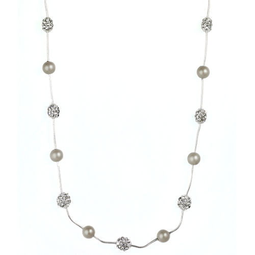 Anne Klein "Classics" Silver-Tone Cream Pearl Fireball Necklace, 19"