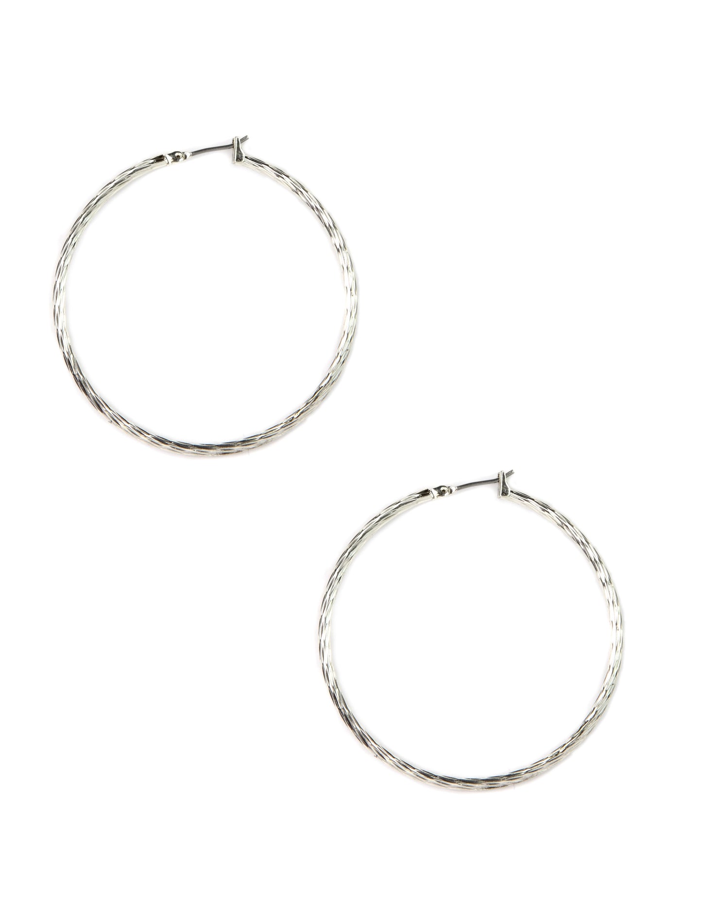 Anne Klein "Classics" Silver-Tone Large Click It Hoop Earrings