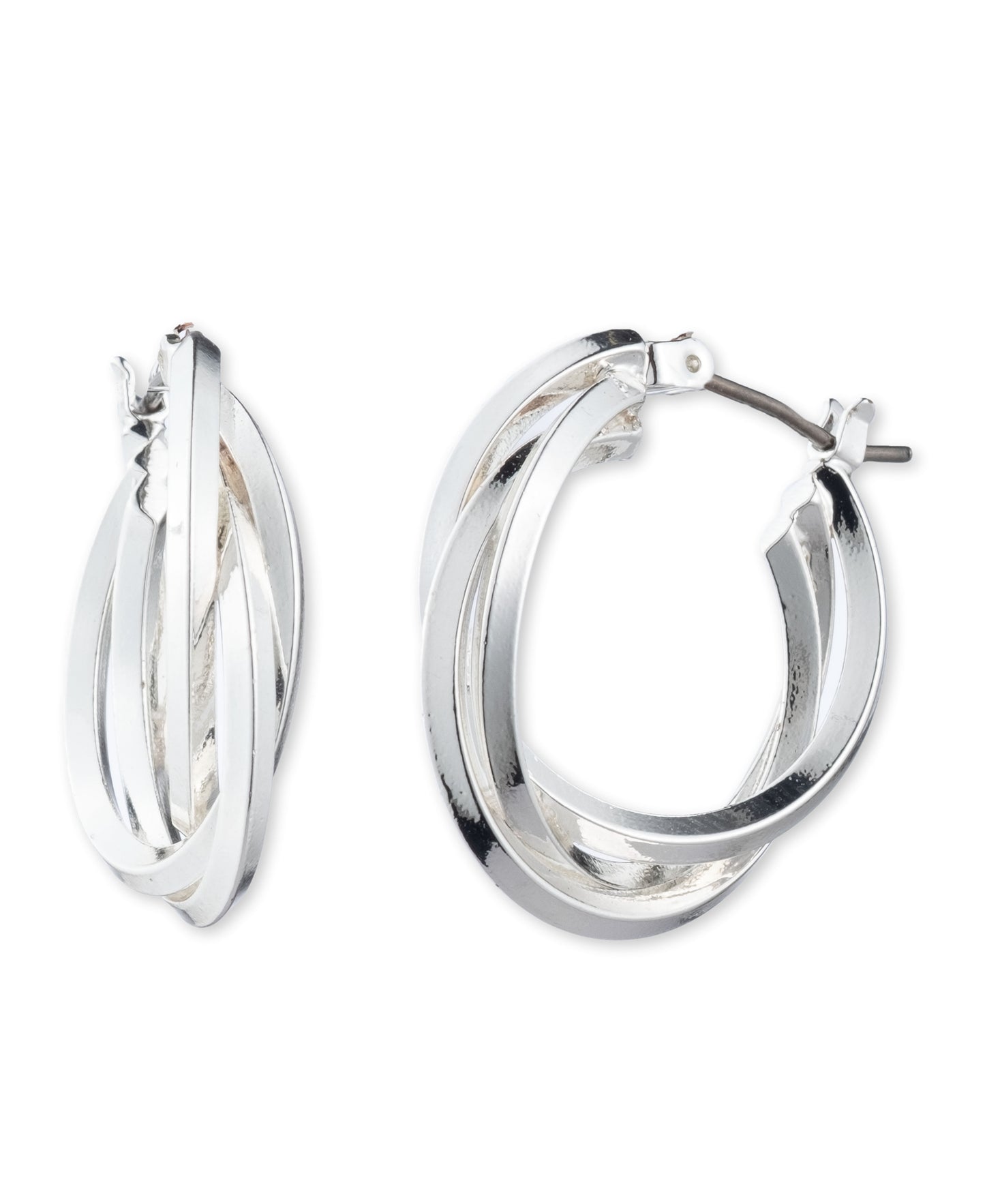Anne Klein "Classics" Silver-Tone Triple Ring Hoop Earrings