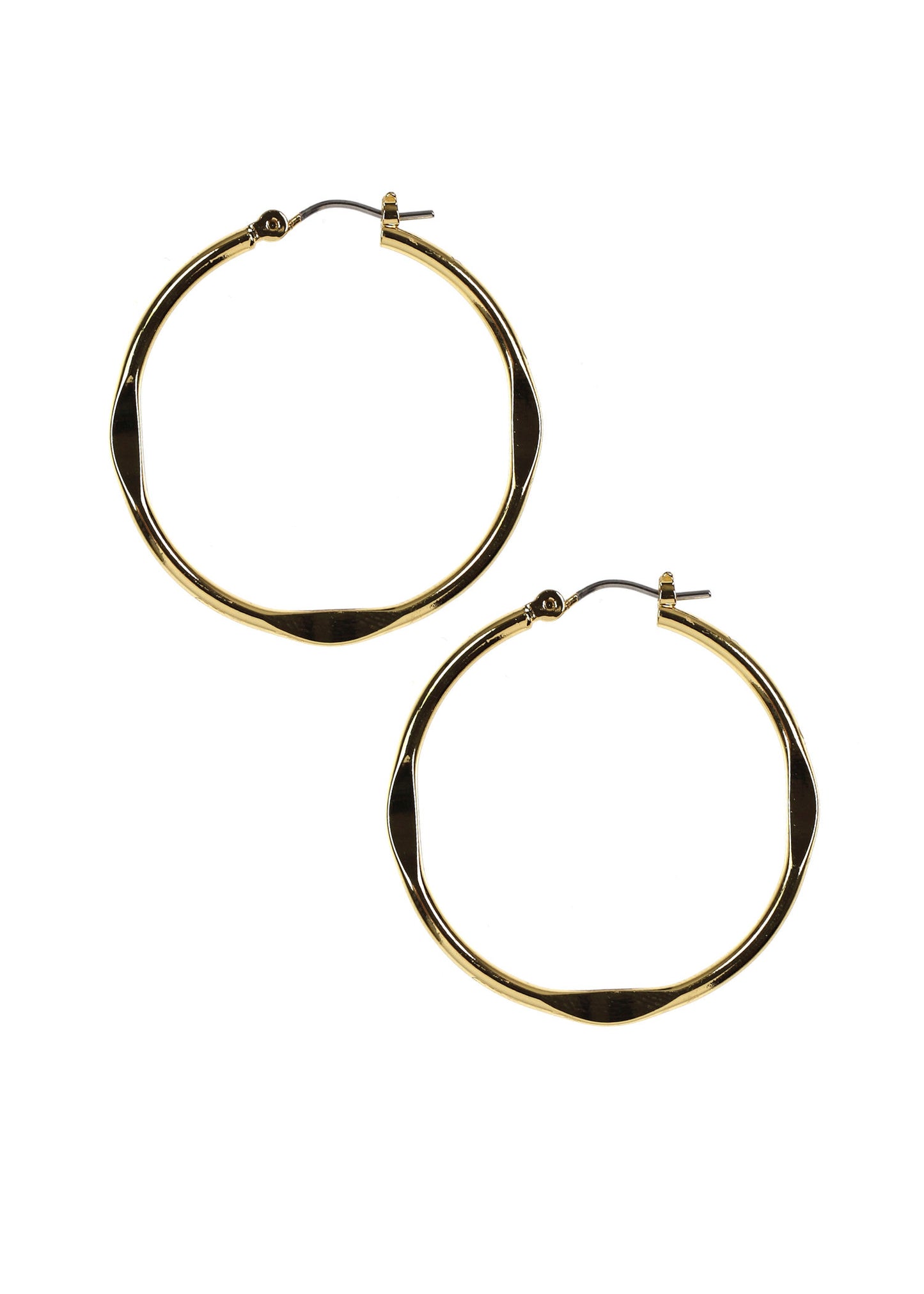 Nine West "Hoopla" Gold-Tone Wavy Medium Textured Click-It Hoop Earrings