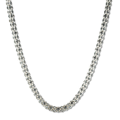 Anne Klein Silver-Tone Crystal Glass Tubular Pave Collar Necklace, 16"