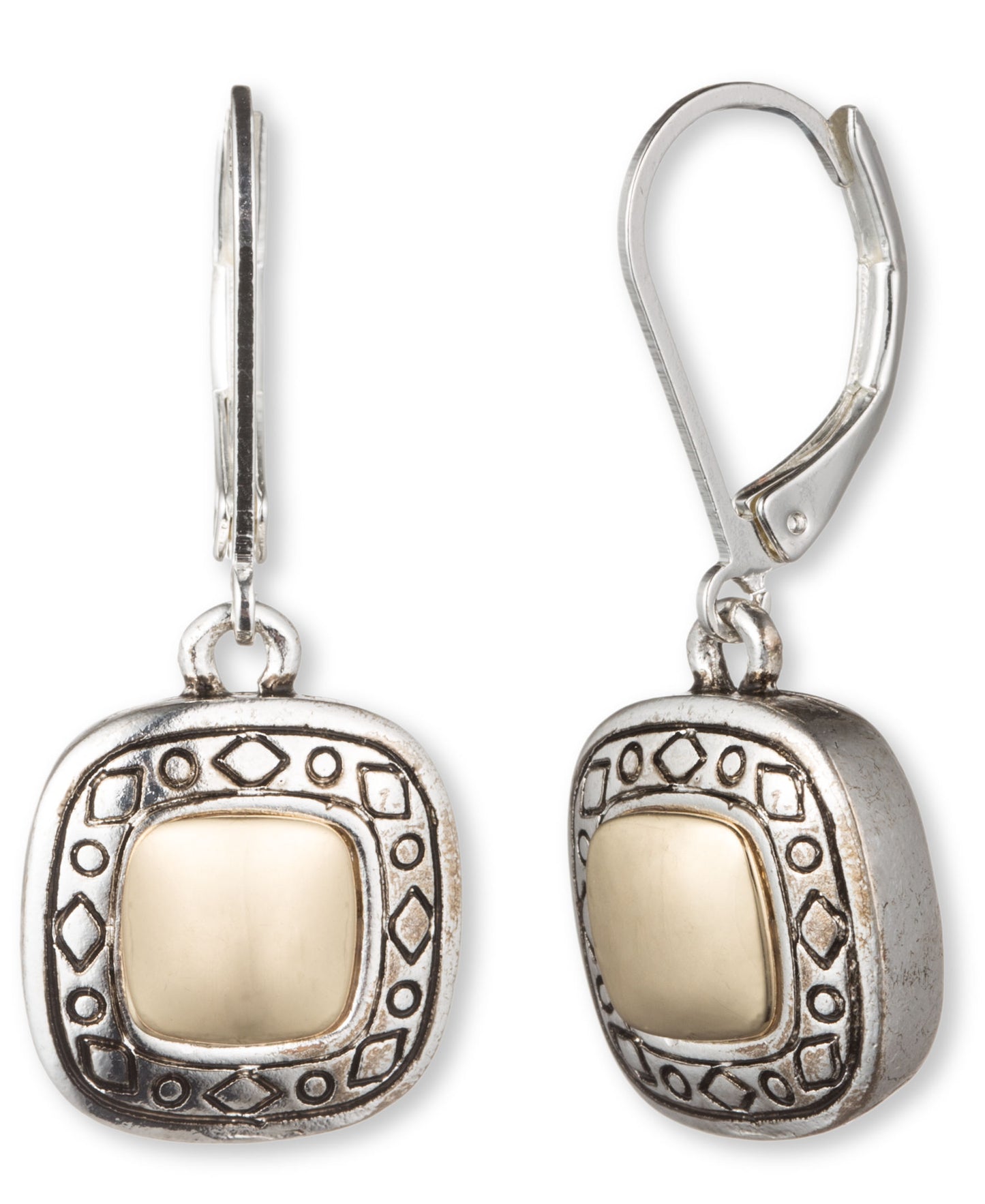 Napier Pattern Balance Two Tone Leverback Drop Earrings