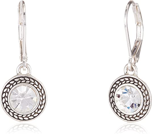 Napier Women's Color Declaration, Silver Tone Clear Crystal Glass Leverback Drop Earrings