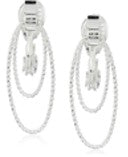 Napier "Classic Pairs Clips" Silver-Tone Oval Drop Clip-On Earrings