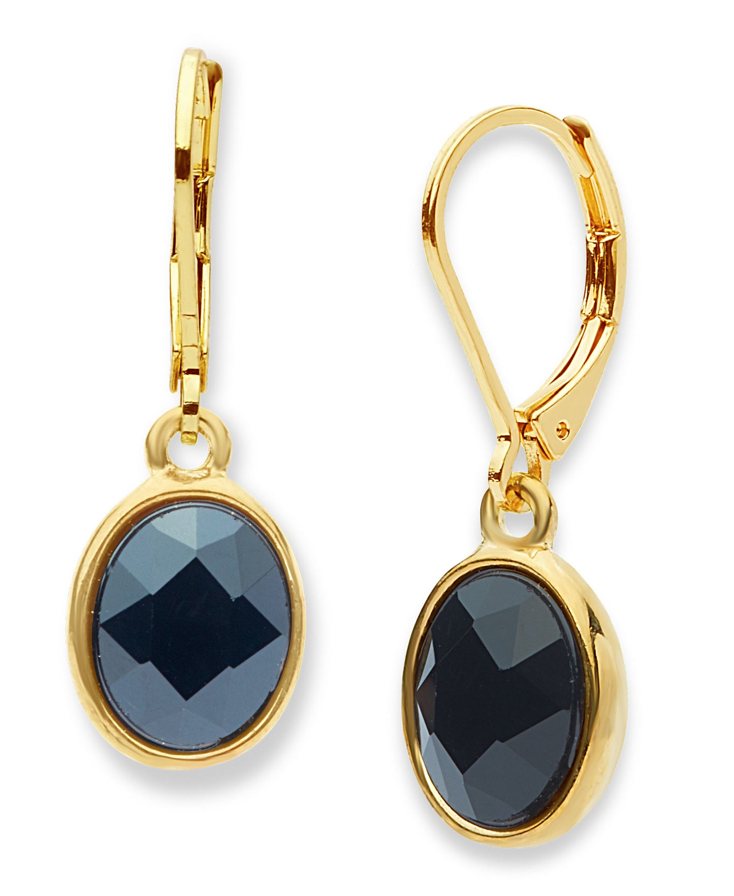 Anne Klein "Ear Spectacular" Gold-Tone Jet Single Stone Drop Earrings