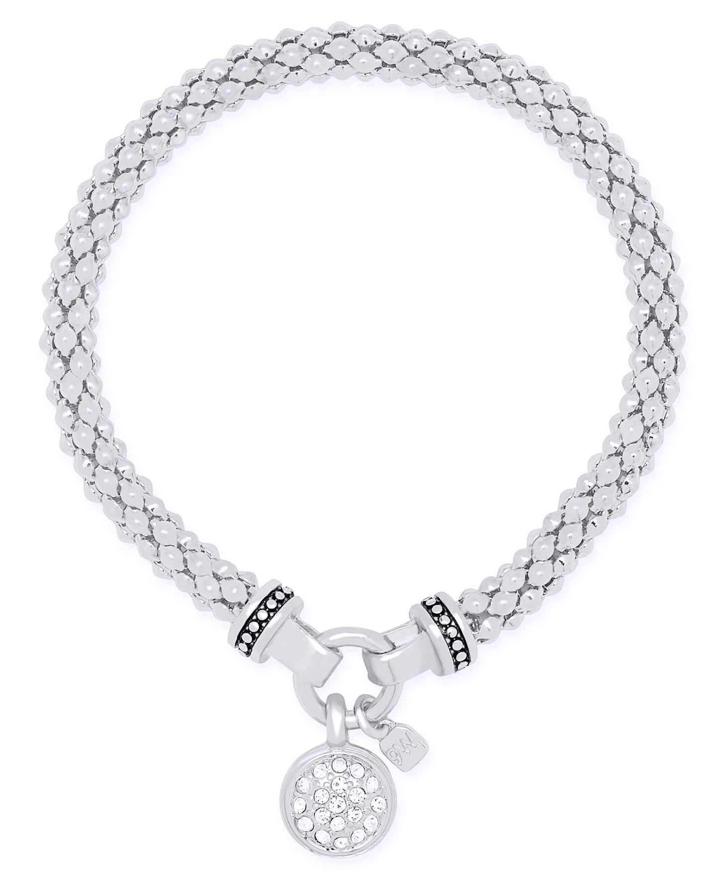 NINE WEST Women's Silvertone Crystal Pave Circle Stretch Bracelet