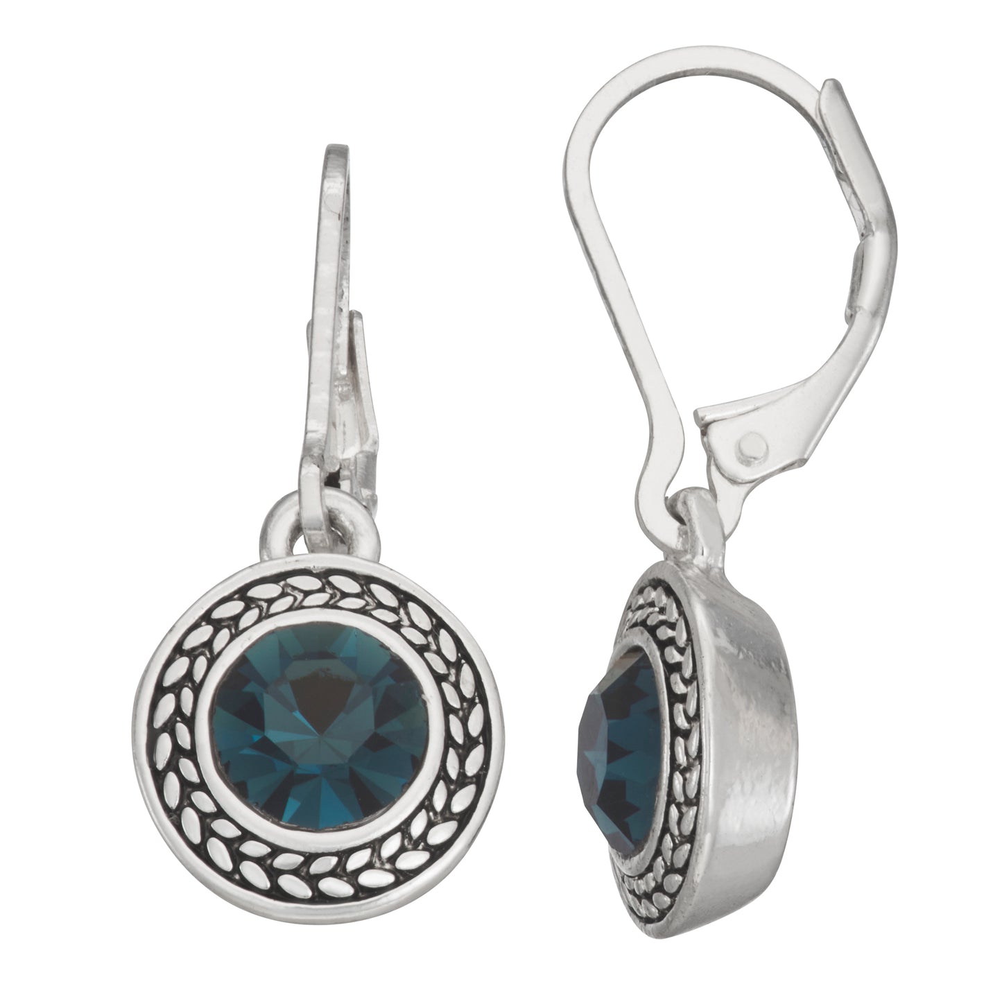 Napier Women's Color Declaration, Silver Tone Blue Crystal Glass Leverback Drop Earrings