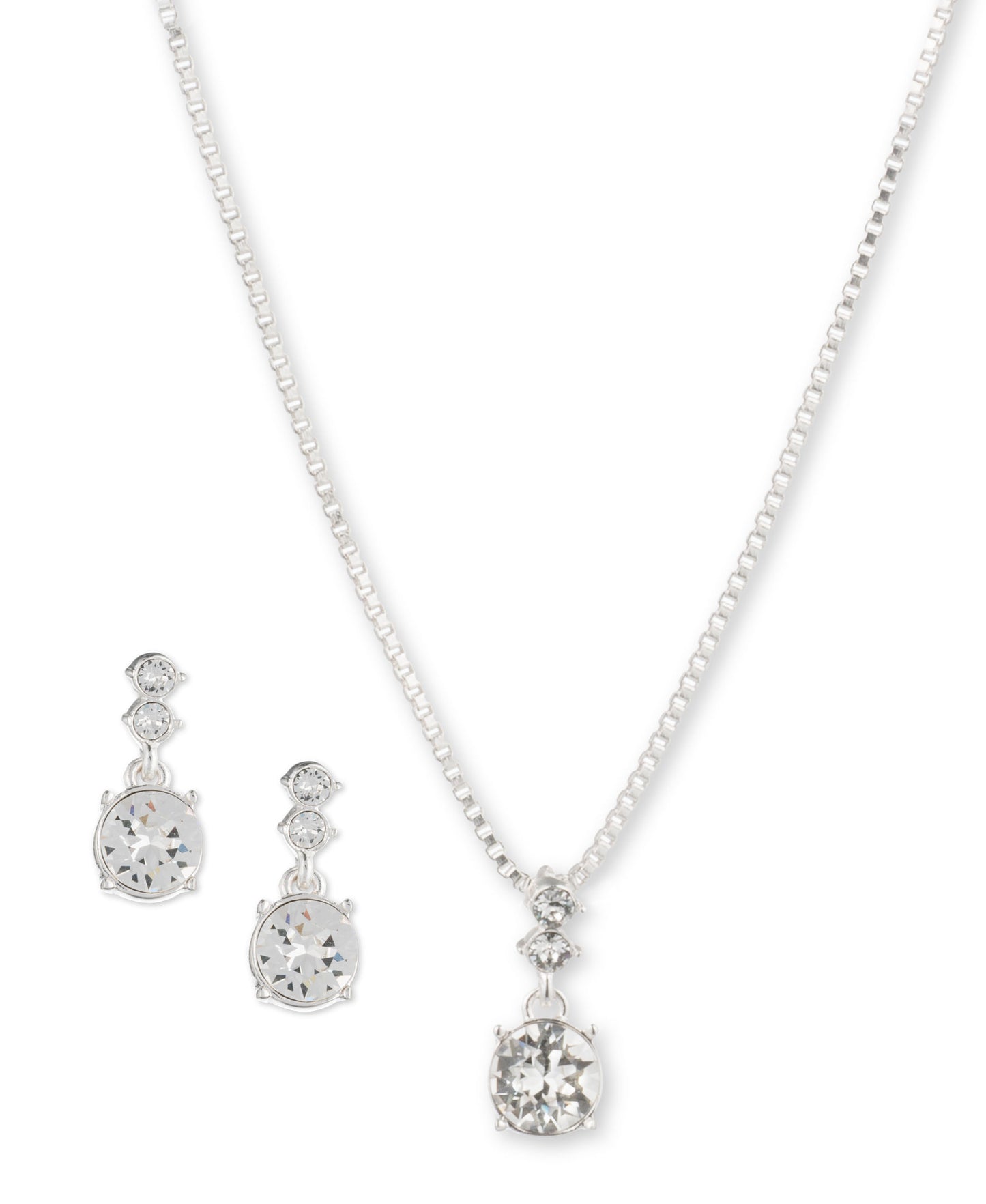 NINE WEST Silver-Tone and Crystal Necklace and Earrings Set