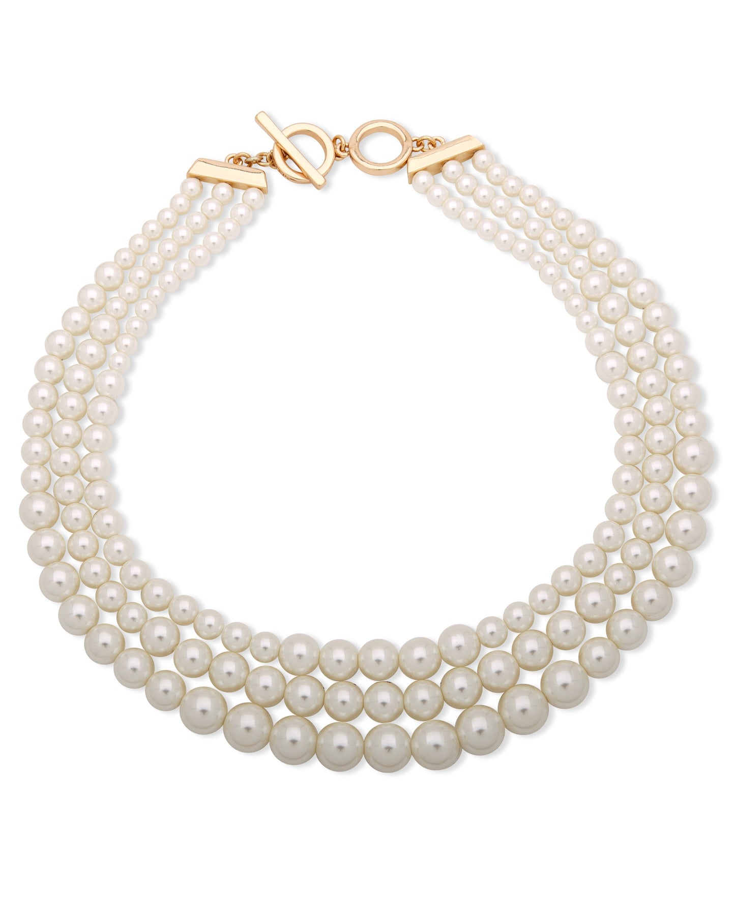 Anne Klein Women's Gold-Tone Blanc Pearl Collar Necklace, Gold/ White, 0